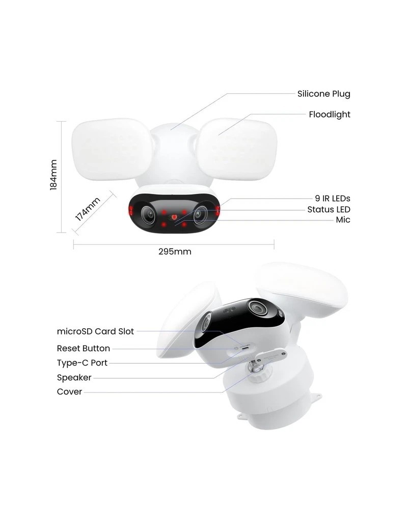 Reolink Elite Floodlight WiFi - 4K 180° Ultra-Wide Wired Floodlight Security Camera